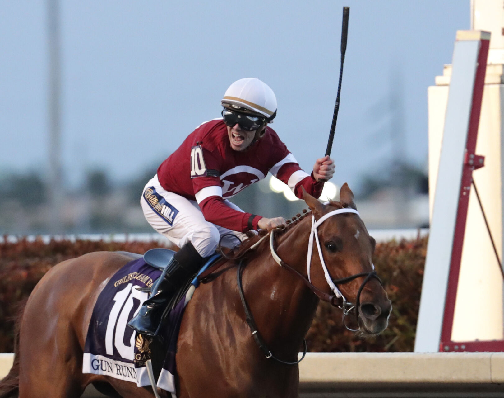 2018: Gun Runner, ridden by Florent Geroux, ends his career by taking Pegasus World Cup